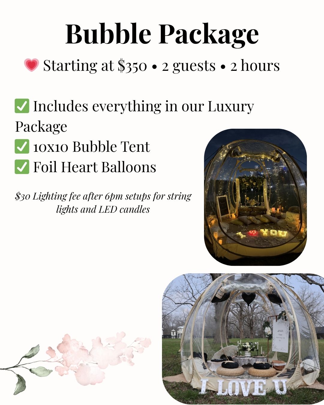 houston bubble tent date night