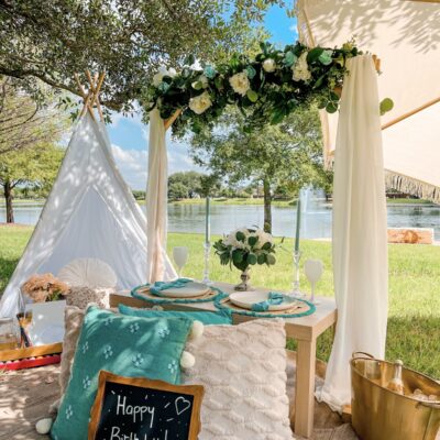 floral arch backdrop
